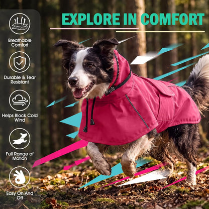 Dog Raincoat, Waterproof Dog Rain Jacket with Hood, Black M