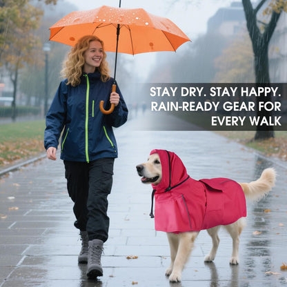 Dog Raincoat, Waterproof Dog Rain Jacket with Hood, Black M