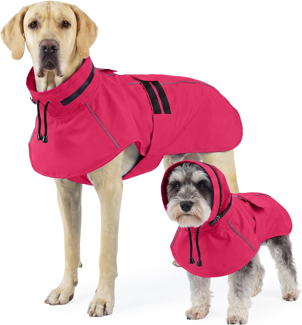 Dog Raincoat, Waterproof Dog Rain Jacket with Hood, Black M