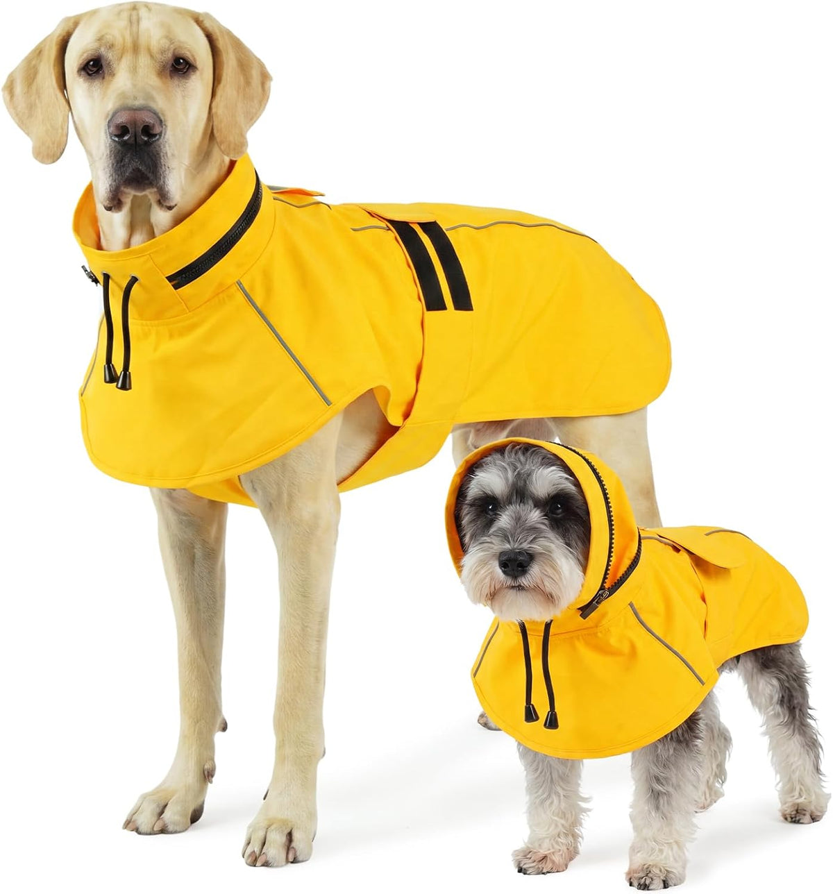 Dog Raincoat, Waterproof Dog Rain Jacket with Hood, Black M