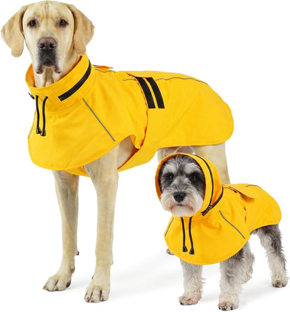 Dog Raincoat, Waterproof Dog Rain Jacket with Hood, Black M