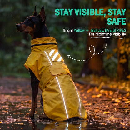 Dog Raincoat, Waterproof Dog Rain Jacket with Hood, Black M