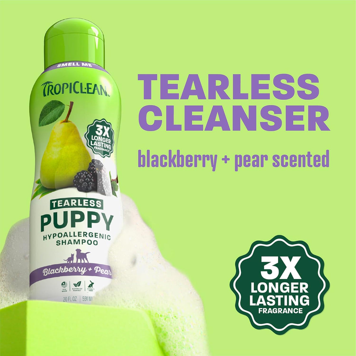 Gentle Puppy Shampoo, Sensitive Skin, Coconut Scent, 20oz | For Allergies & Sensitive Skin | Gentle Coconut Scent | Safe for Cats & Kittens | Made in USA