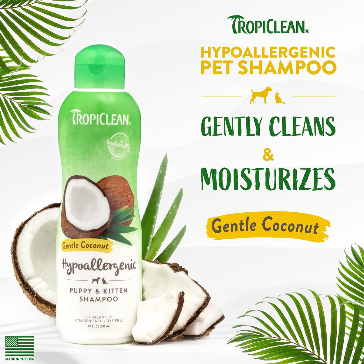Gentle Puppy Shampoo, Sensitive Skin, Coconut Scent, 20oz | For Allergies & Sensitive Skin | Gentle Coconut Scent | Safe for Cats & Kittens | Made in USA