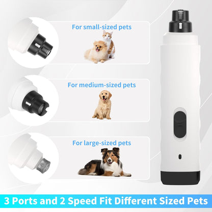 Dog Nail Grinder Quiet, Dog Nail Trimmers, Professional 2-Speed Electric Rechargeable Pet Nail Trimmer Painless Paws Grooming & Smoothing for Small Medium Large Dogs & Cats