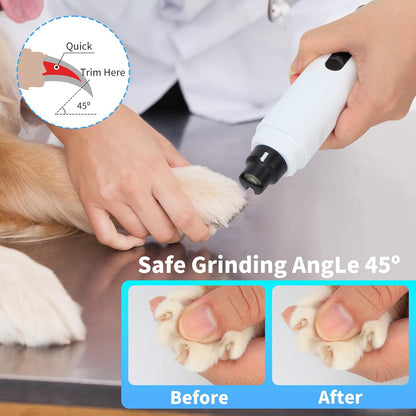 Dog Nail Grinder Quiet, Dog Nail Trimmers, Professional 2-Speed Electric Rechargeable Pet Nail Trimmer Painless Paws Grooming & Smoothing for Small Medium Large Dogs & Cats