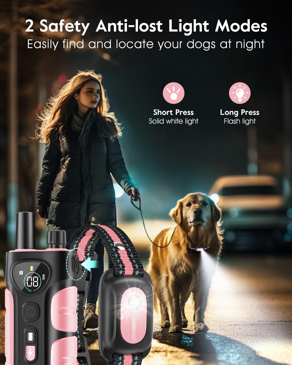 SLOPEHILL Dog Shock Collar,4200FT Dog Training Collar with Remote,Pink