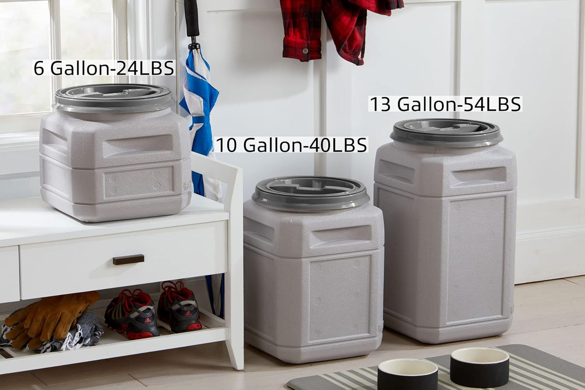 Airtight Dog Food Storage Container – 13 Gal, up to 54 lb Capacity – Cat and Dog Food Container with Twist Lid & Handles – BPA-Free, Made in USA
