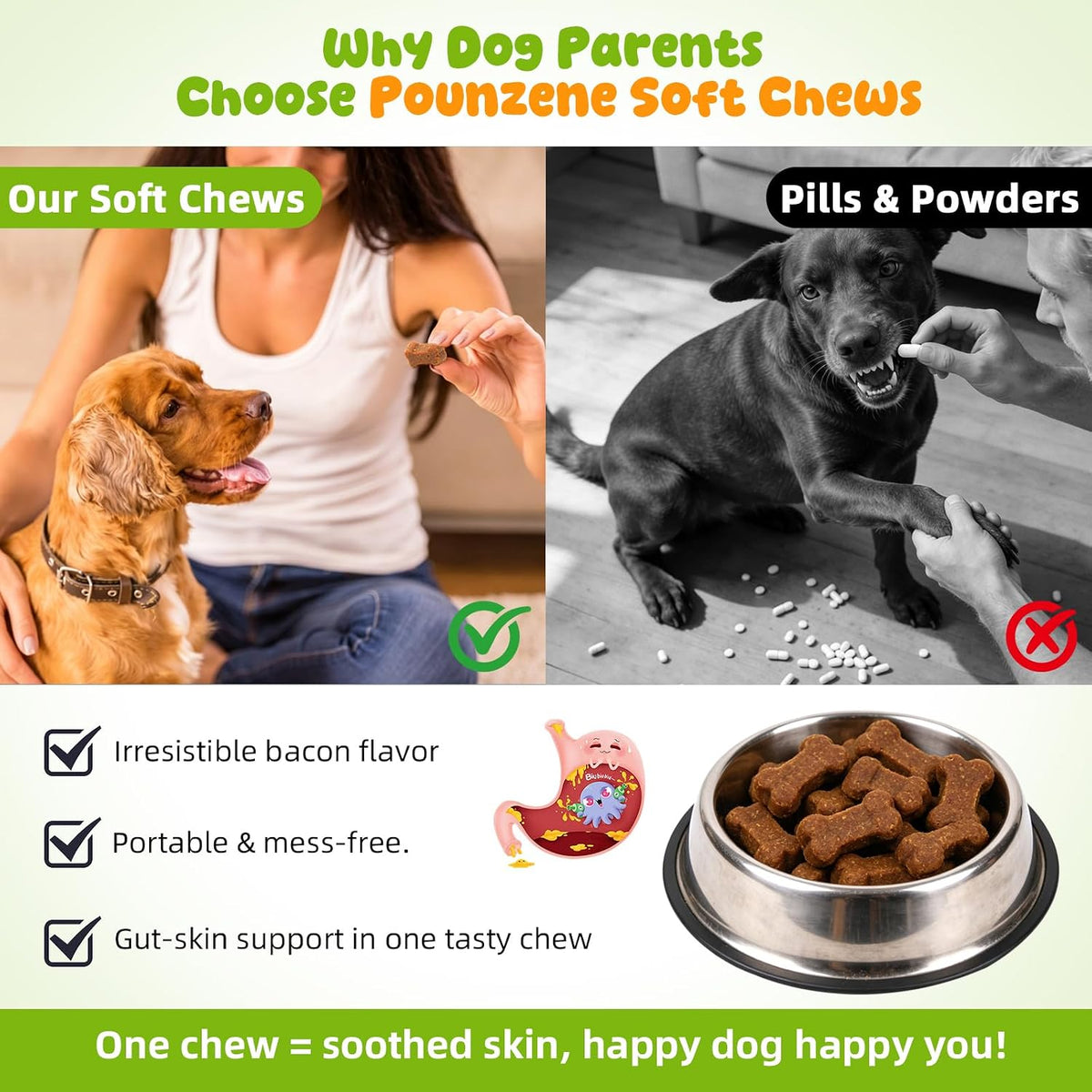 Dog Allergy Itch Chew, Skin Relief & Seasonal Support, Bacon 120ct