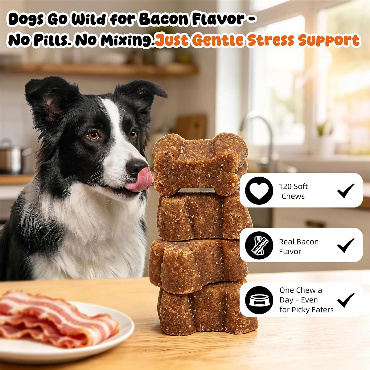 Dog Allergy Itch Chew, Skin Relief & Seasonal Support, Bacon 120ct