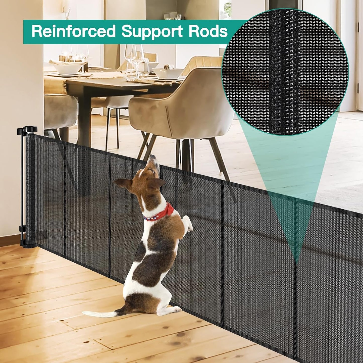 24 Inch Tall x 75 Inch Extra Wide Retractable Dog Gate for The House, Short Dog Gate to Step Over, Reinforced Mesh Puppy Gate for Doorways, Step Over Pet Gate for Stairs, Indoor/Outdoor, Gray