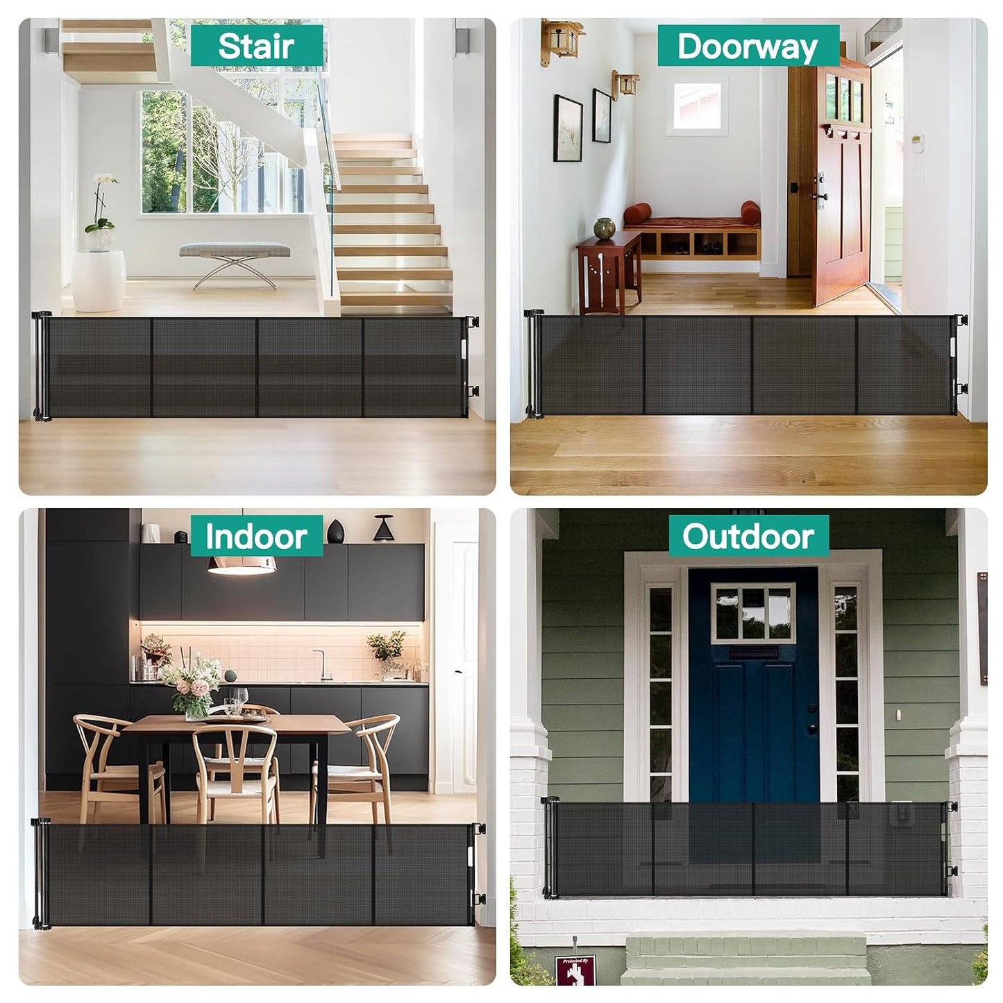 24 Inch Tall x 75 Inch Extra Wide Retractable Dog Gate for The House, Short Dog Gate to Step Over, Reinforced Mesh Puppy Gate for Doorways, Step Over Pet Gate for Stairs, Indoor/Outdoor, Gray