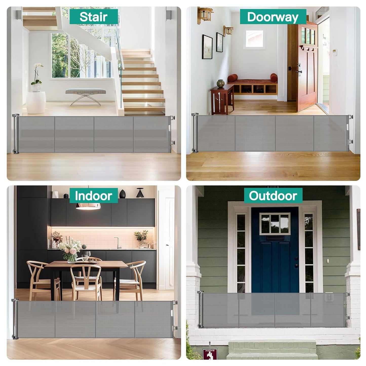 24 Inch Tall x 75 Inch Extra Wide Retractable Dog Gate for The House, Short Dog Gate to Step Over, Reinforced Mesh Puppy Gate for Doorways, Step Over Pet Gate for Stairs, Indoor/Outdoor, Gray