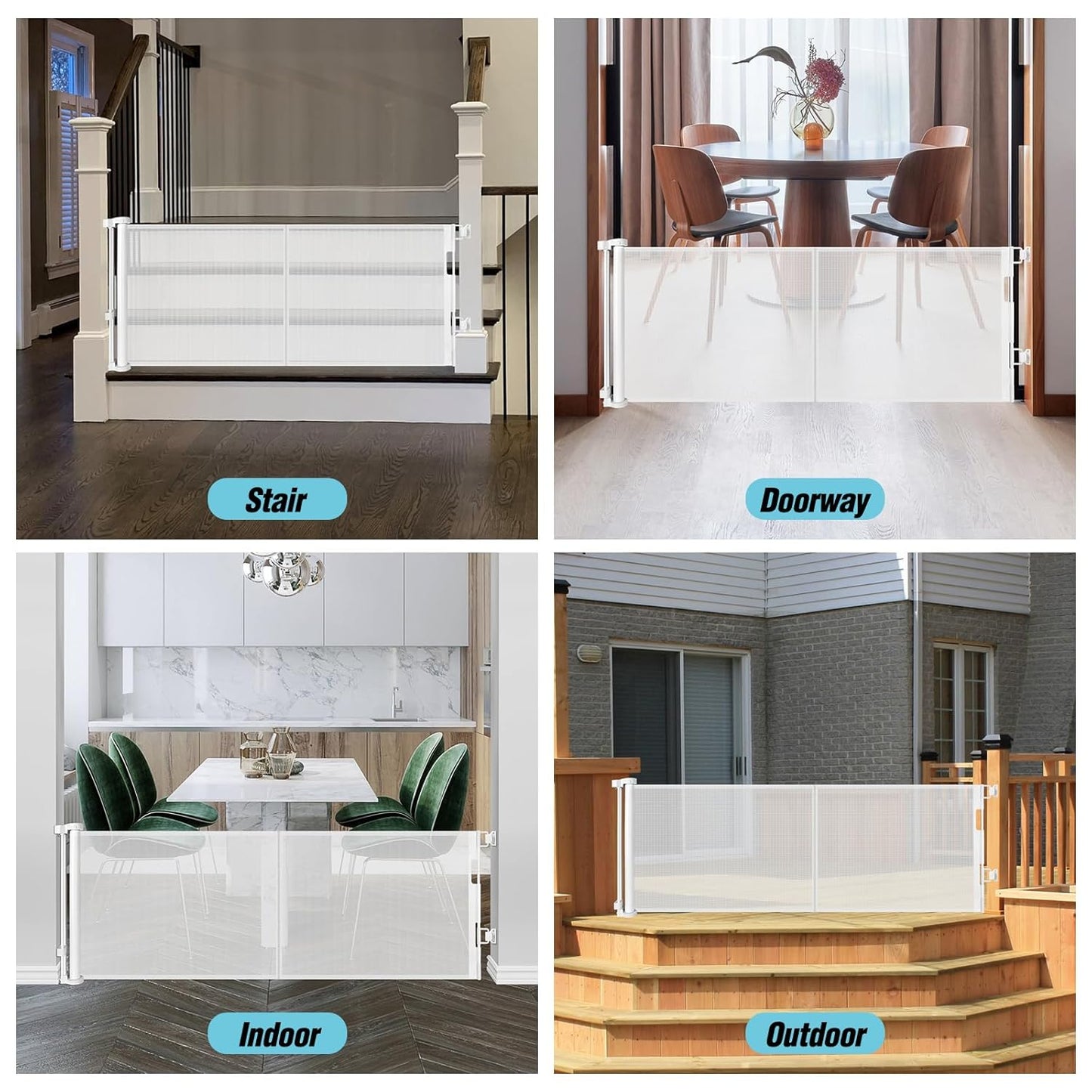 24 Inch Tall x 75 Inch Extra Wide Retractable Dog Gate for The House, Short Dog Gate to Step Over, Reinforced Mesh Puppy Gate for Doorways, Step Over Pet Gate for Stairs, Indoor/Outdoor, Gray