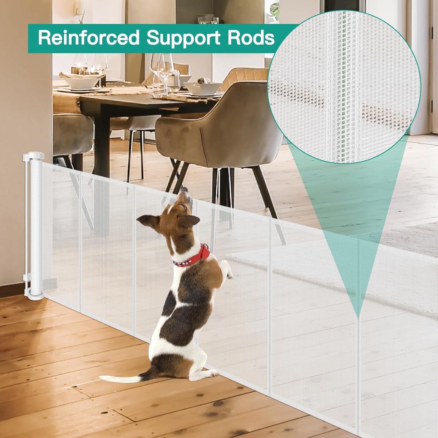 24 Inch Tall x 75 Inch Extra Wide Retractable Dog Gate for The House, Short Dog Gate to Step Over, Reinforced Mesh Puppy Gate for Doorways, Step Over Pet Gate for Stairs, Indoor/Outdoor, Gray