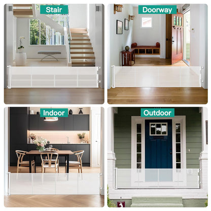 24 Inch Tall x 75 Inch Extra Wide Retractable Dog Gate for The House, Short Dog Gate to Step Over, Reinforced Mesh Puppy Gate for Doorways, Step Over Pet Gate for Stairs, Indoor/Outdoor, Gray