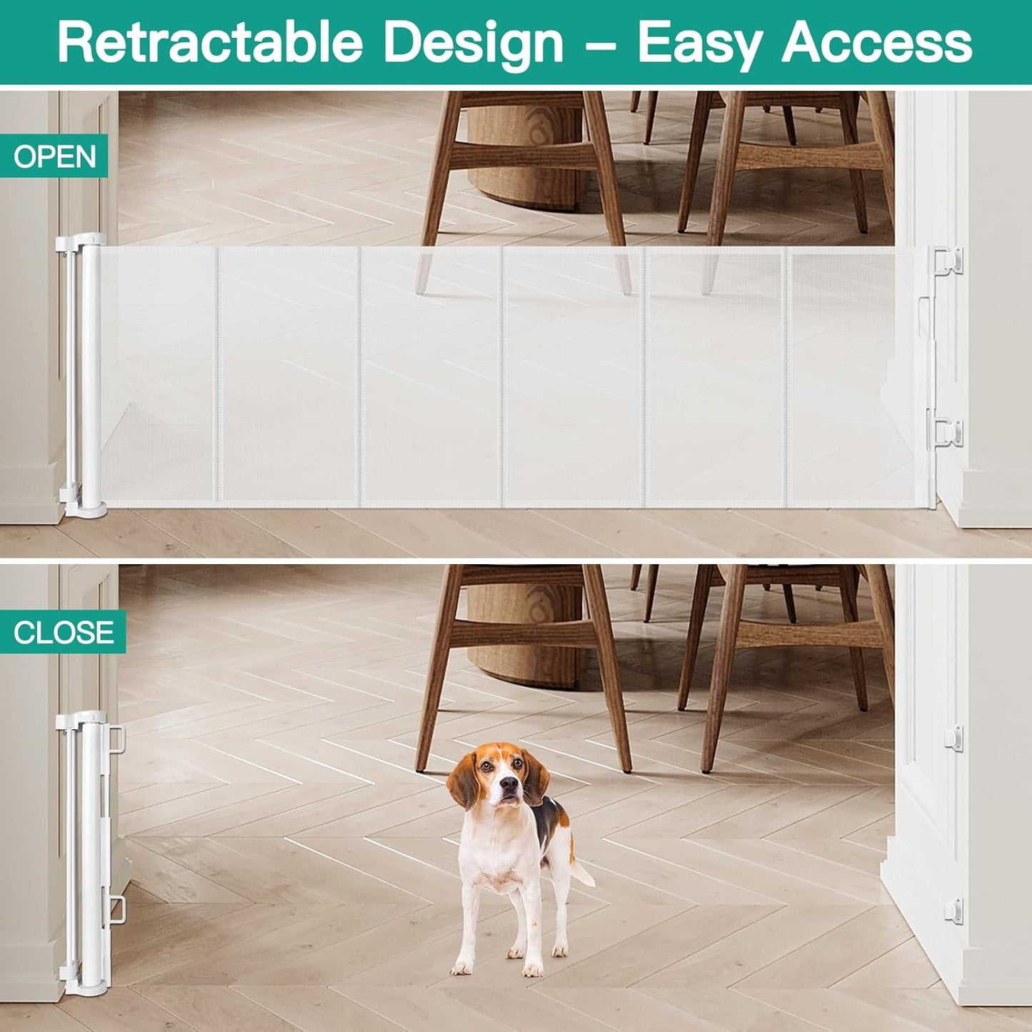 24 Inch Tall x 75 Inch Extra Wide Retractable Dog Gate for The House, Short Dog Gate to Step Over, Reinforced Mesh Puppy Gate for Doorways, Step Over Pet Gate for Stairs, Indoor/Outdoor, Gray