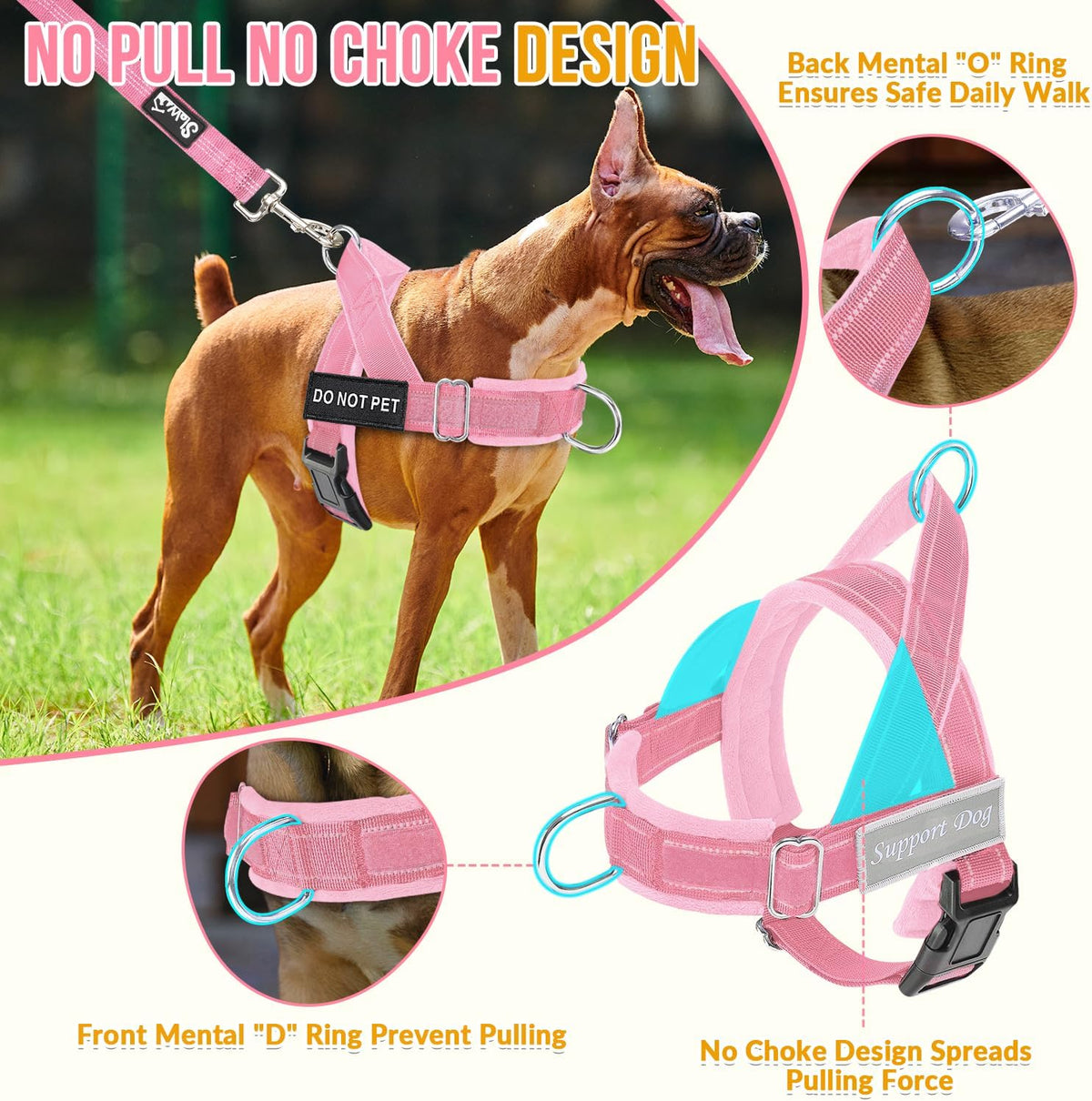 No Pull Dog Harness and Leash Set - Heavy Duty, Soft Padded