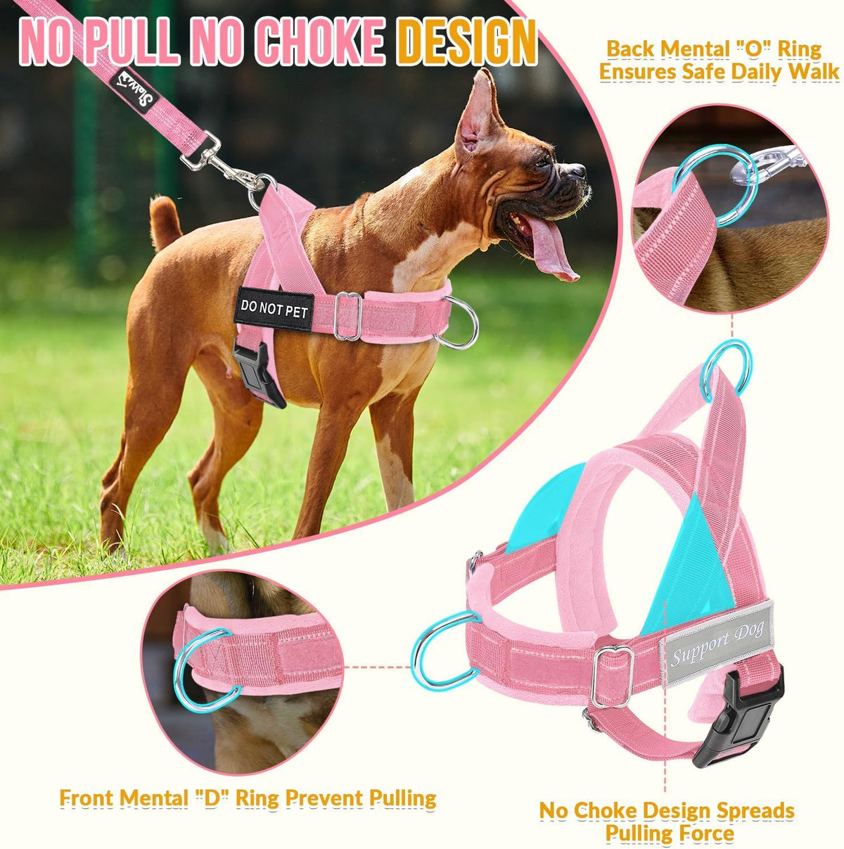 No Pull Dog Harness and Leash Set - Heavy Duty, Soft Padded