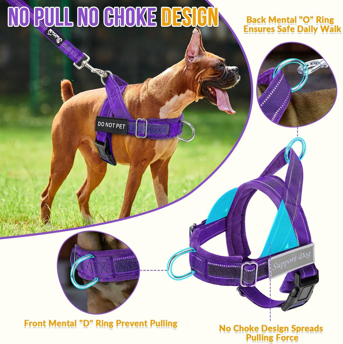 No Pull Dog Harness and Leash Set - Heavy Duty, Soft Padded