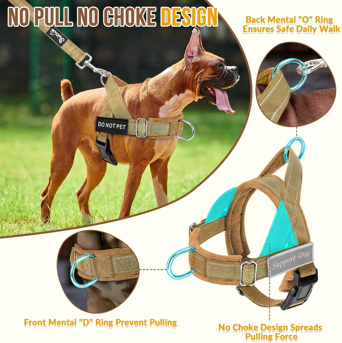No Pull Dog Harness and Leash Set - Heavy Duty, Soft Padded