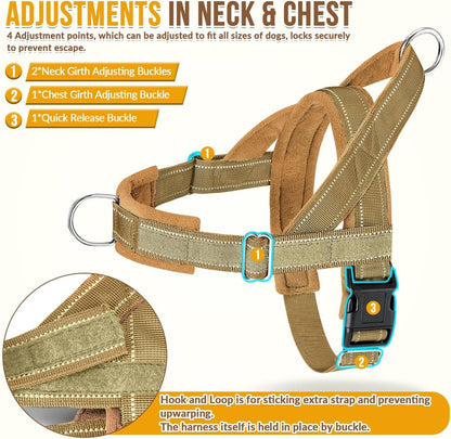 No Pull Dog Harness and Leash Set - Heavy Duty, Soft Padded