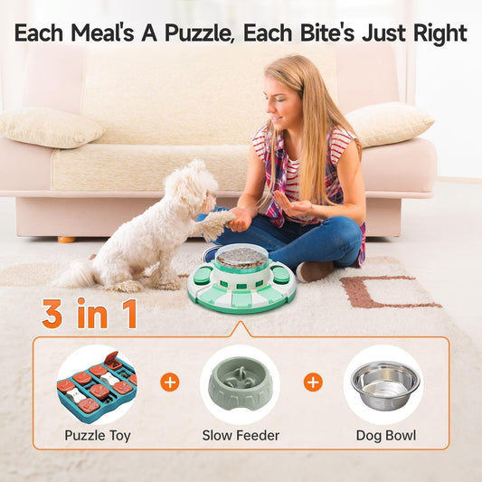 Dog Puzzle Toy 2 Levels, Slow Feeder, Pup Food Treat Feeding Dispenser for IQ Training and Entertainment for All Breeds 4.2 Inch Height | Pup IQ Training and Entertainment for All Breeds 4.2 Inch Height
