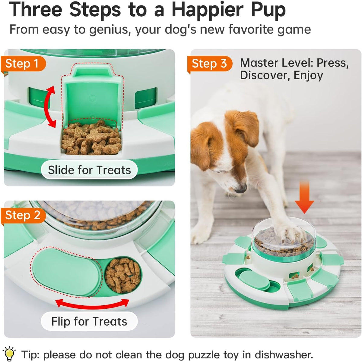 Dog Puzzle Toy 2 Levels, Slow Feeder, Pup Food Treat Feeding Dispenser for IQ Training and Entertainment for All Breeds 4.2 Inch Height | Pup IQ Training and Entertainment for All Breeds 4.2 Inch Height