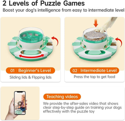 Dog Puzzle Toy 2 Levels, Slow Feeder, Pup Food Treat Feeding Dispenser for IQ Training and Entertainment for All Breeds 4.2 Inch Height | Pup IQ Training and Entertainment for All Breeds 4.2 Inch Height