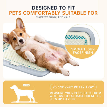 Dog Potty Tray, 23.6"x17.68" Indoor Pet Pee Pad Holder,Puppy Training Holder,Bathroom Dog Litter Box, Pet Toilet for Small and Medium Dogs,Housebreaking Supplies, Pet Products (Green)