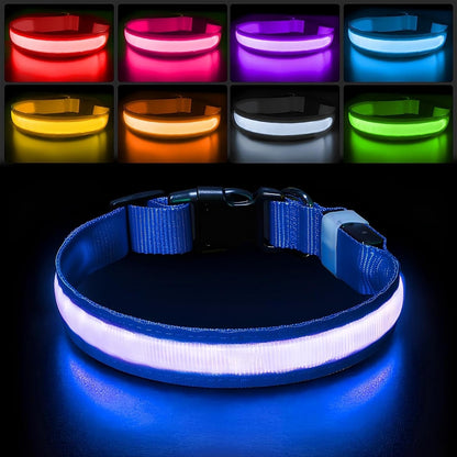 PcEoTllar Light up Dog Collar, Safe for Night Walking, Adjustable, Green, M