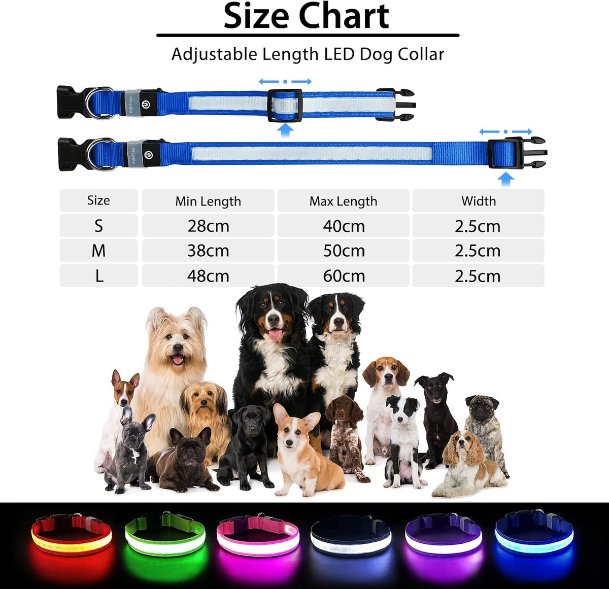 PcEoTllar Light up Dog Collar, Safe for Night Walking, Adjustable, Green, M
