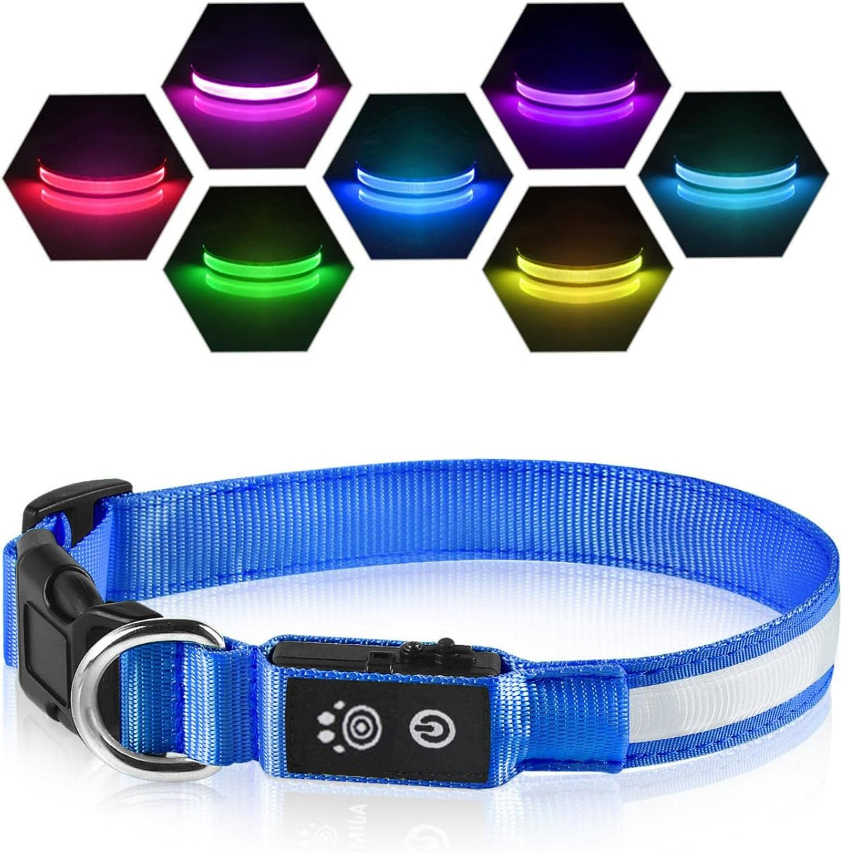 PcEoTllar Light up Dog Collar, Safe for Night Walking, Adjustable, Green, M