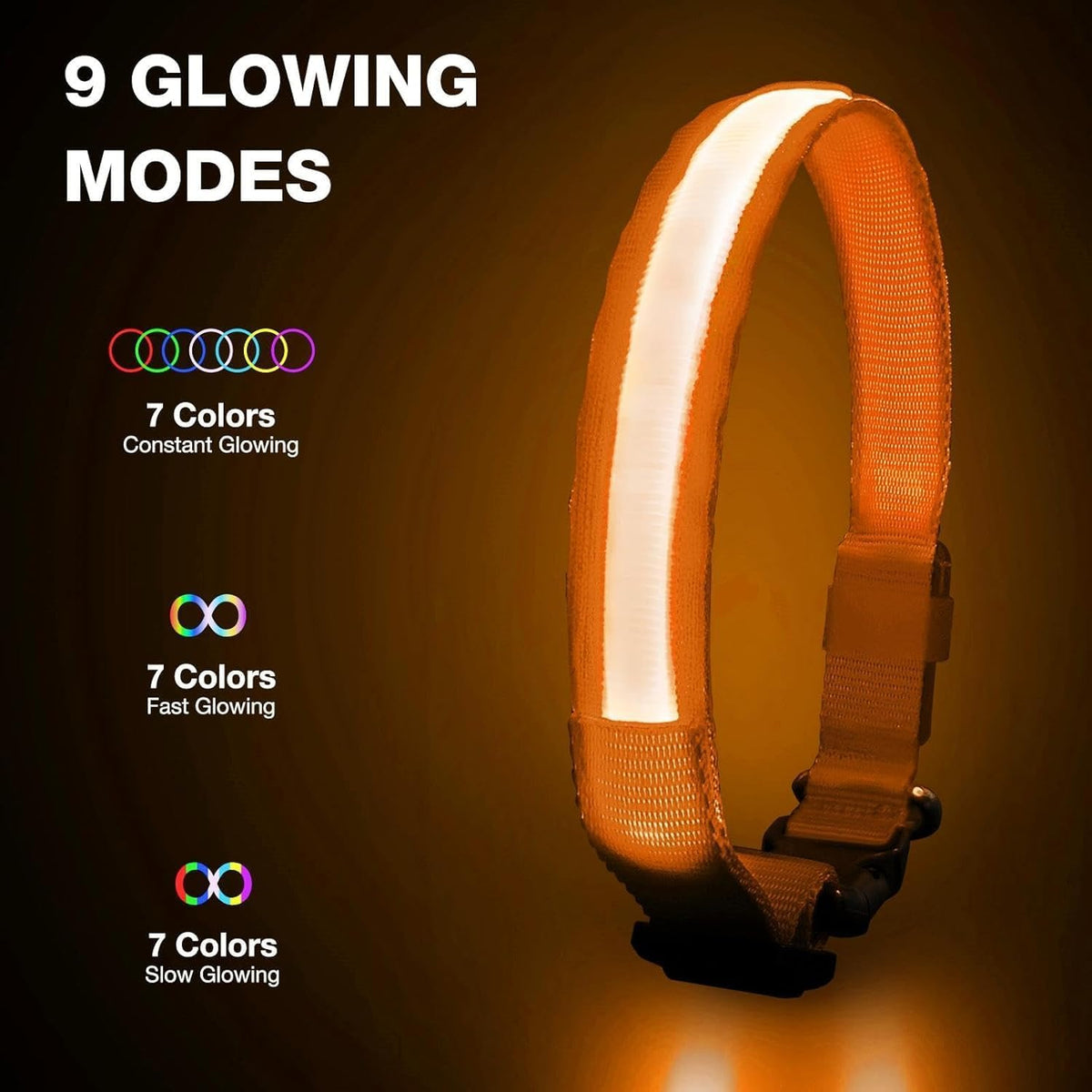 PcEoTllar Light up Dog Collar, Safe for Night Walking, Adjustable, Green, M
