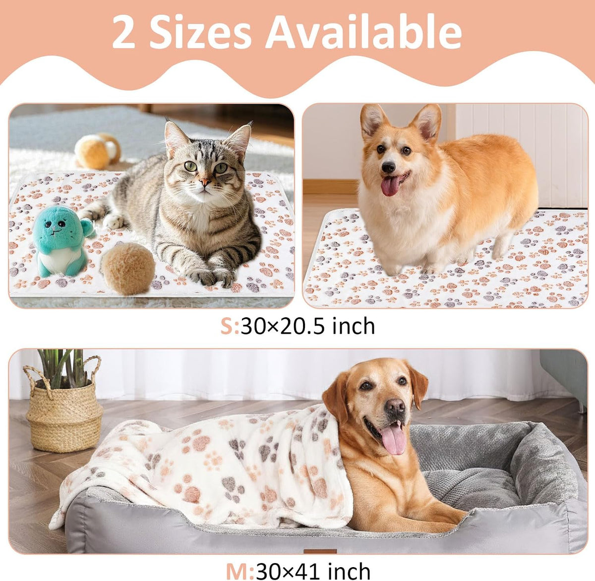 41" x 30" Dog Blankets for Medium Dogs, Cat, Premium Soft Dog Blankets