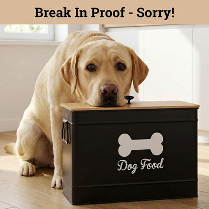 Metal Dog Food Container 15-20 lbs w/ Airtight Bamboo Lid, 70 Cup Capacity