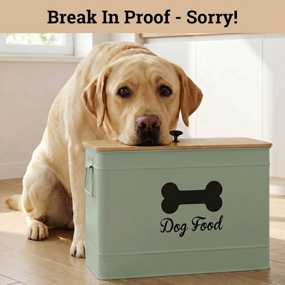 Metal Dog Food Container 15-20 lbs w/ Airtight Bamboo Lid, 70 Cup Capacity
