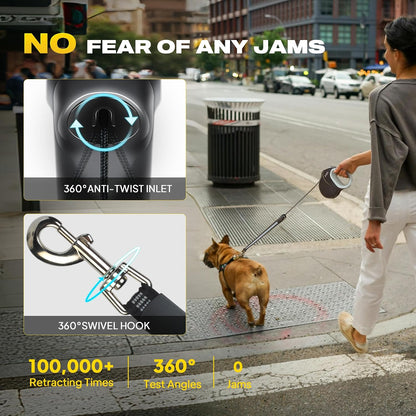 Upgraded Retractable Dog Leash, 30ft, Heavy Duty, Black