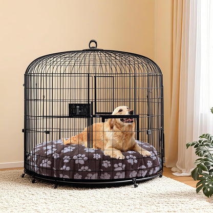 Washable Dog Bed Covers Replacement Round Waterproof Bed Cover for Dog Soft Pet Bed Cover with Lovely Dog Paw Print and Double-Sided Usable Design,Cover Only(Dark Gray,30 * 30 * 10in)