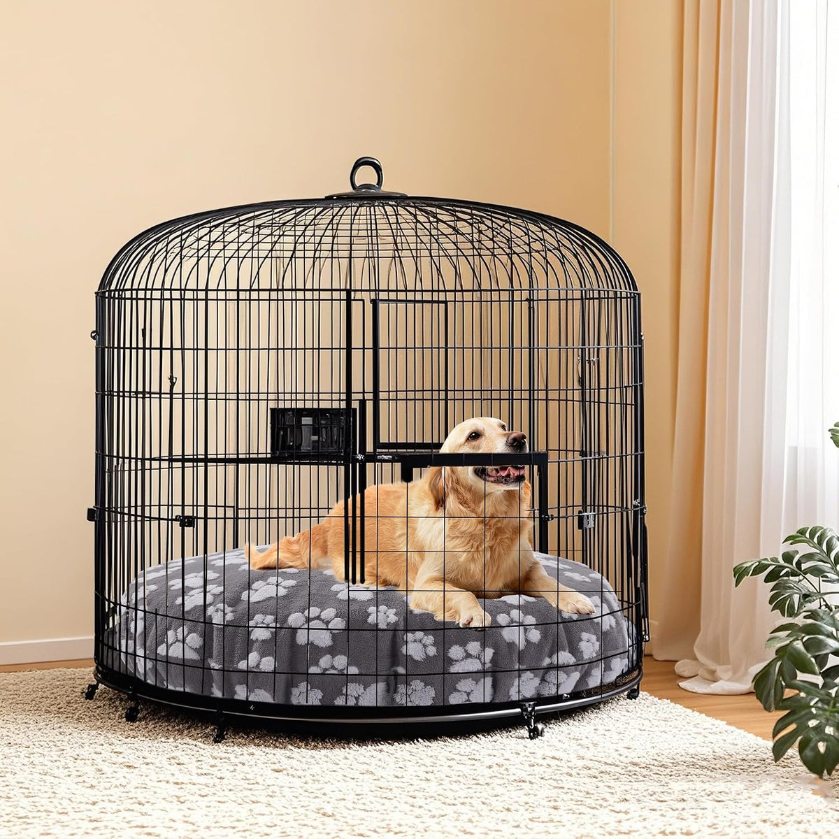 Washable Dog Bed Covers Replacement Round Waterproof Bed Cover for Dog Soft Pet Bed Cover with Lovely Dog Paw Print and Double-Sided Usable Design,Cover Only(Dark Gray,30 * 30 * 10in)