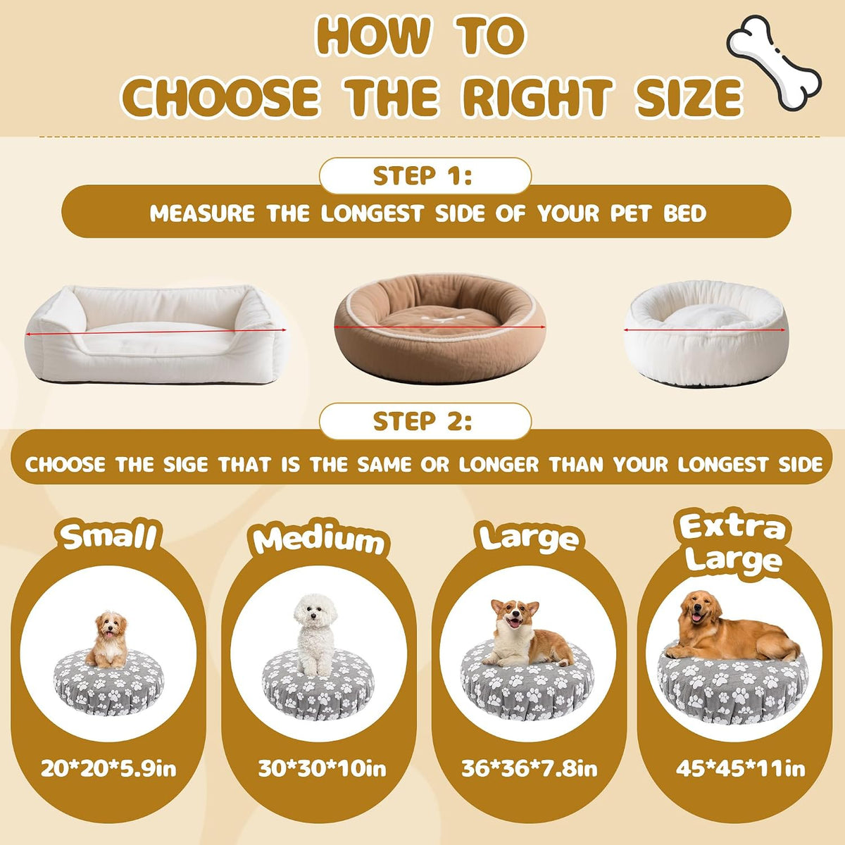 Washable Dog Bed Covers Replacement Round Waterproof Bed Cover for Dog Soft Pet Bed Cover with Lovely Dog Paw Print and Double-Sided Usable Design,Cover Only(Dark Gray,30 * 30 * 10in)