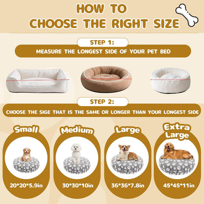 Washable Dog Bed Covers Replacement Round Waterproof Bed Cover for Dog Soft Pet Bed Cover with Lovely Dog Paw Print and Double-Sided Usable Design,Cover Only(Dark Gray,30 * 30 * 10in)