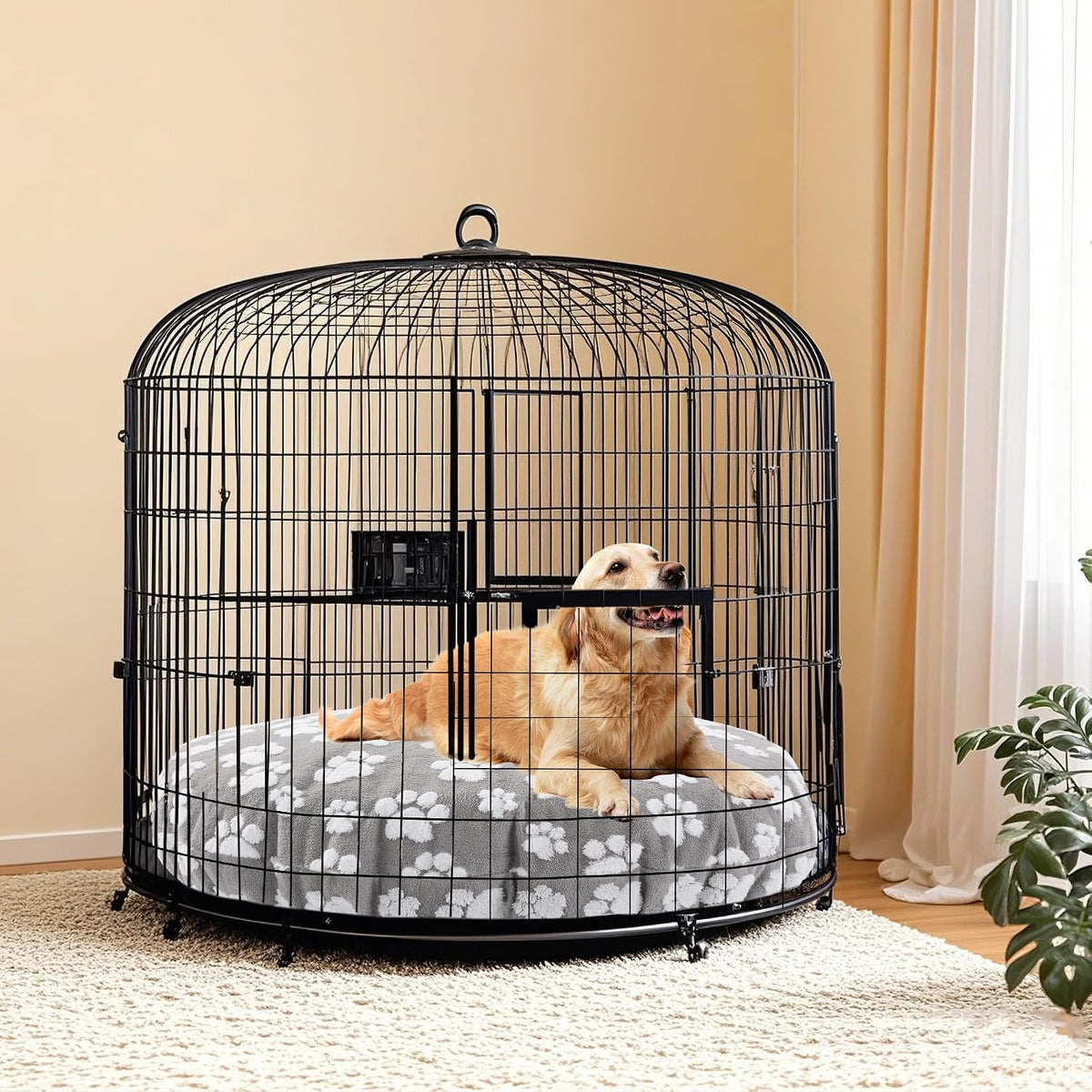 Washable Dog Bed Covers Replacement Round Waterproof Bed Cover for Dog Soft Pet Bed Cover with Lovely Dog Paw Print and Double-Sided Usable Design,Cover Only(Dark Gray,30 * 30 * 10in)