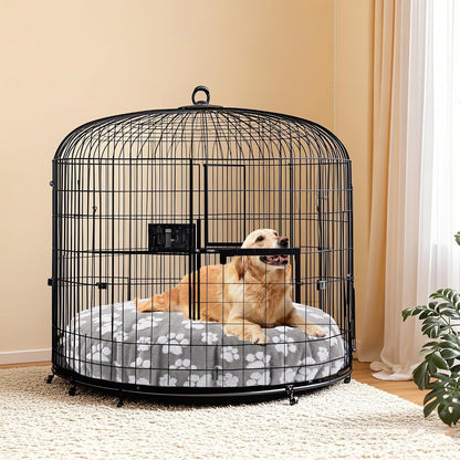 Washable Dog Bed Covers Replacement Round Waterproof Bed Cover for Dog Soft Pet Bed Cover with Lovely Dog Paw Print and Double-Sided Usable Design,Cover Only(Dark Gray,30 * 30 * 10in)