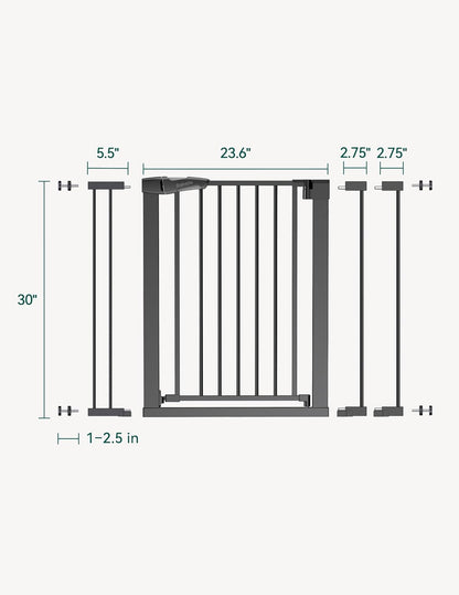 Pressure Mounted Baby Gate for Stairs, 26-40" Wide No Drilling Option, Auto Close with 3-Way Locking, Easy Install Safety Gate for Doorways, Kitchen, Hallway, Laundry, Indoor Use, White