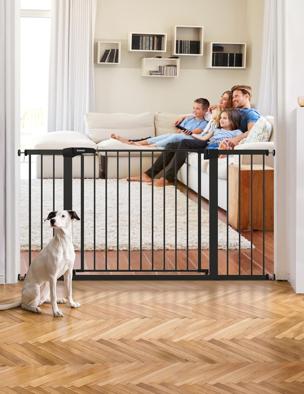 Pressure Mounted Baby Gate for Stairs, 26-40" Wide No Drilling Option, Auto Close with 3-Way Locking, Easy Install Safety Gate for Doorways, Kitchen, Hallway, Laundry, Indoor Use, White