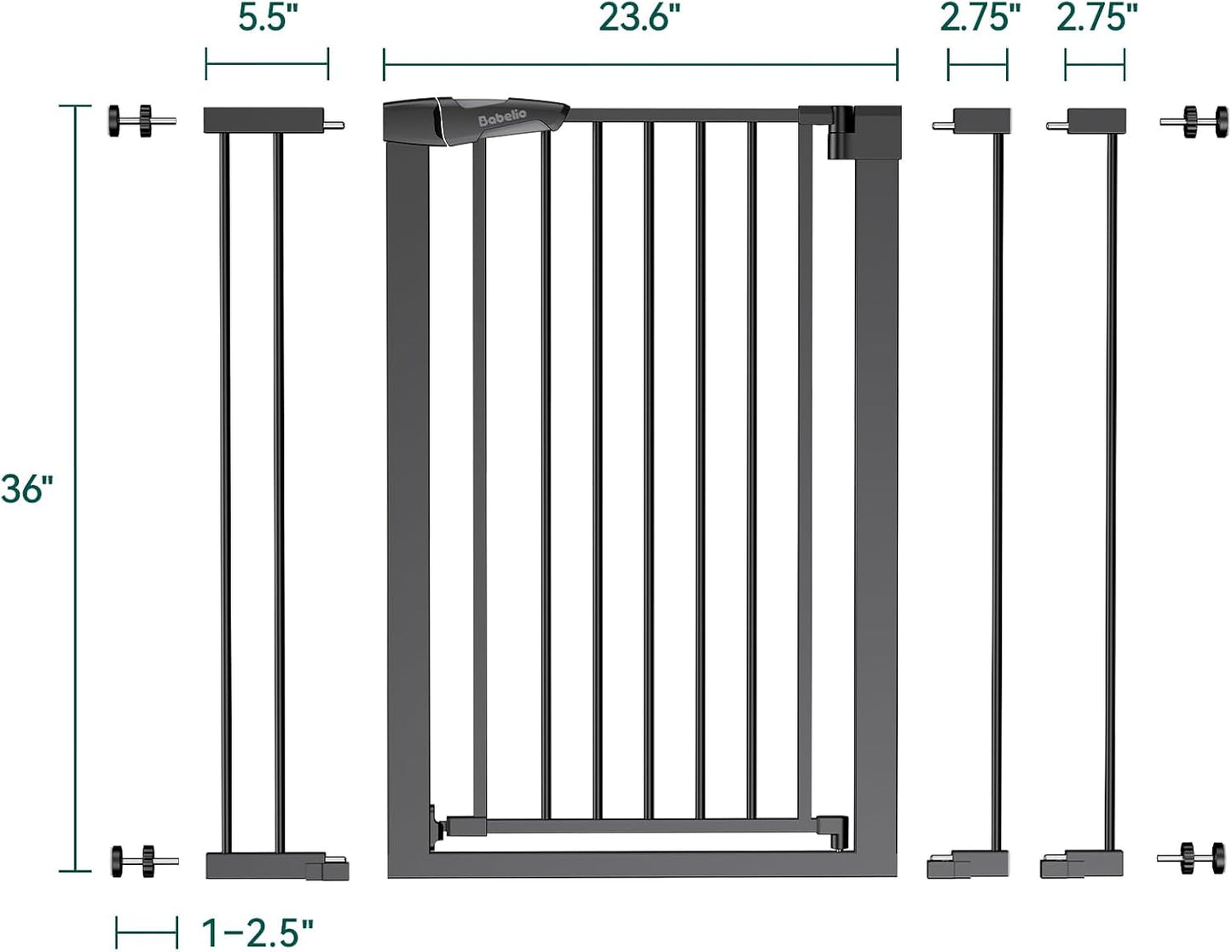 Pressure Mounted Baby Gate for Stairs, 26-40" Wide No Drilling Option, Auto Close with 3-Way Locking, Easy Install Safety Gate for Doorways, Kitchen, Hallway, Laundry, Indoor Use, White