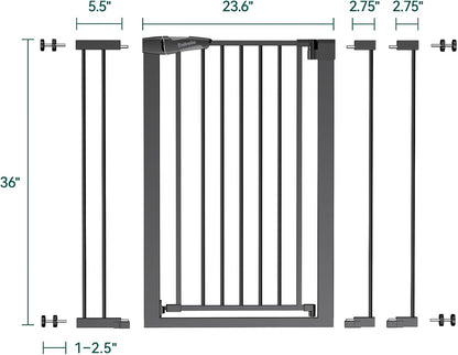 Pressure Mounted Baby Gate for Stairs, 26-40" Wide No Drilling Option, Auto Close with 3-Way Locking, Easy Install Safety Gate for Doorways, Kitchen, Hallway, Laundry, Indoor Use, White