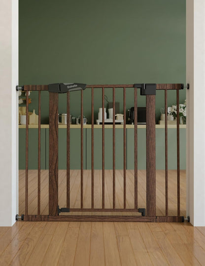 Pressure Mounted Baby Gate for Stairs, 26-40" Wide No Drilling Option, Auto Close with 3-Way Locking, Easy Install Safety Gate for Doorways, Kitchen, Hallway, Laundry, Indoor Use, White