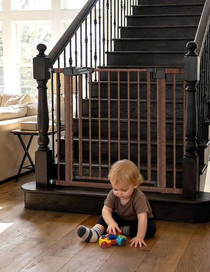 Pressure Mounted Baby Gate for Stairs, 26-40" Wide No Drilling Option, Auto Close with 3-Way Locking, Easy Install Safety Gate for Doorways, Kitchen, Hallway, Laundry, Indoor Use, White